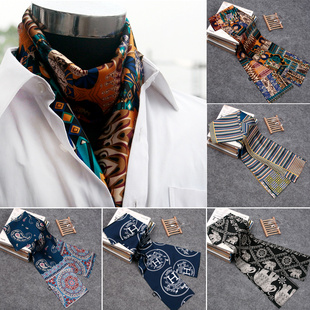 韩版男士领巾潮英伦，复古西装丝巾衬衫领口，巾春秋冬季商务围巾双层