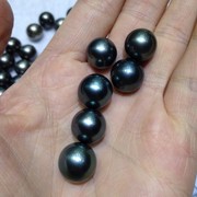 大溪地黑珍珠海水珍珠，裸珠正圆极强光散珠裸珠定制