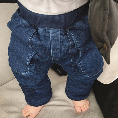 一木的店小童牛仔裤收脚弹力加绒宝宝牛仔裤韩版宝宝装婴幼儿裤子