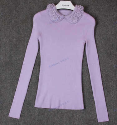 标题优化:2014秋冬新款上衣钉珠领保暖修身针织羊毛衫打底衫G1400601