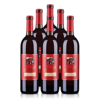 酒仙网10度艾斯卡特玫瑰红甜葡萄酒750ml红酒六瓶套装