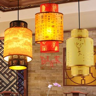 中式古典羊皮灯笼复古餐厅，灯走廊玄关过道灯具，茶楼大厅小吊灯