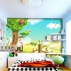 儿童房壁纸卡通动漫画小鸟大森林墙纸大型壁画客厅电视沙发背景墙