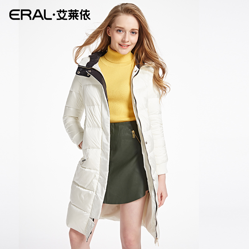 ERAL/艾莱依2016冬装韩版连帽中长款羽绒服女长袖加厚16056-EDAB