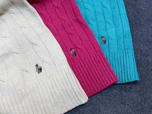 小熊女款秋冬款，天蓝色玫红色扭花开衫外套，保暖羊毛衣155-160-165