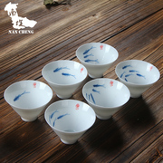 日本 瓷都青花瓷手绘斗笠陶瓷单杯功夫茶具小茶杯品茗杯子白瓷