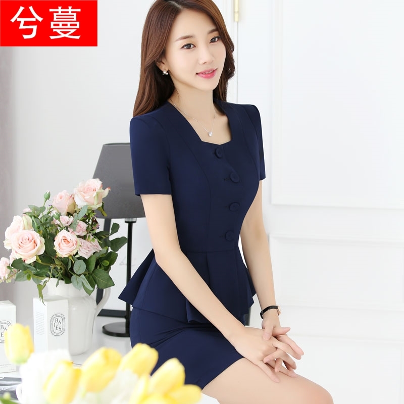 气质修身ol职业装女装套装短袖套裙时尚方领美容师工作服连衣裙夏|ruв категории Женская одежда, костюм/студенты школьную форму/обмундирования, профессионального женский костюм - от Buy2taobao.com для оказания профессиональной услуги покупки агента Taobao