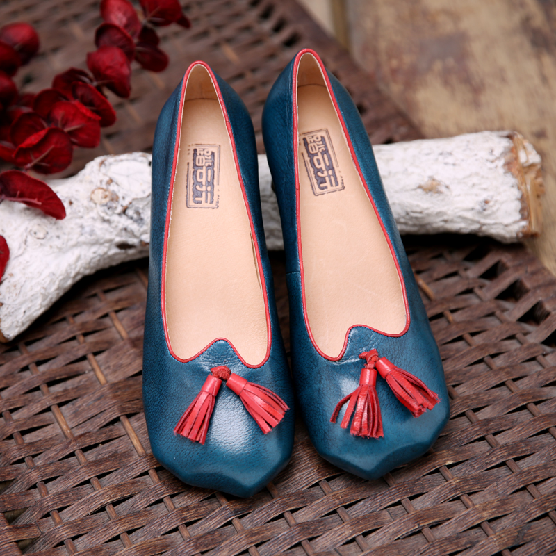 Detoxification poppy Chinese style sexy cowhide Headgear High heels genuine leather tassels Ladies shoesin the Women's Shoes, Low shoes category - from Buy2taobao.com to provide professional Taobao agent buy service