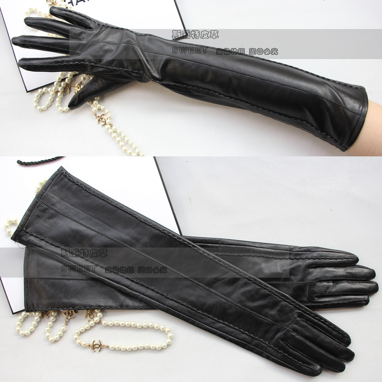 Haining Long leather gloves Genuine leather gloves have more cash than can be accounted for Arm sleeve lady 50cm Touch screen with patternin the Accessories/Leather belt/Hat/Muffler , Gloves category - from Buy2taobao.com to provide professional Taobao agent buy service
