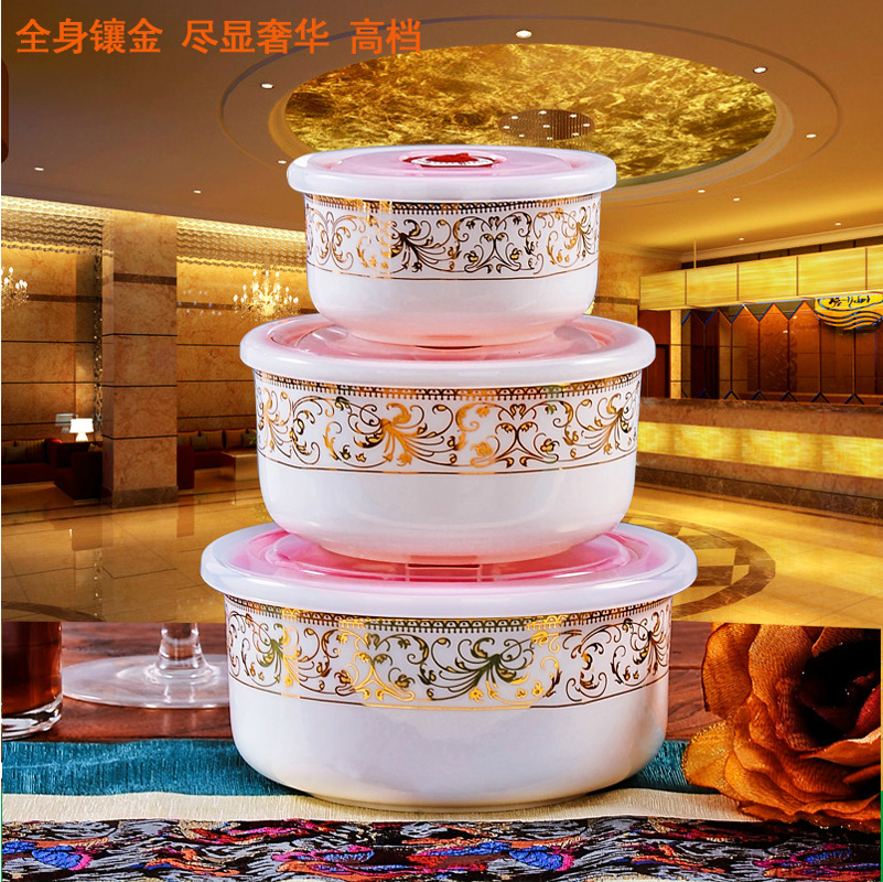 Jingdezhen Bone Fresh Bowl Three Microwave lunch box Crisper Ceramic bowl Bento Box Sealed boxin the Tableware , Fresh container/Fresh Containers , Crisper category - from Buy2taobao.com to provide professional Taobao agent buy service