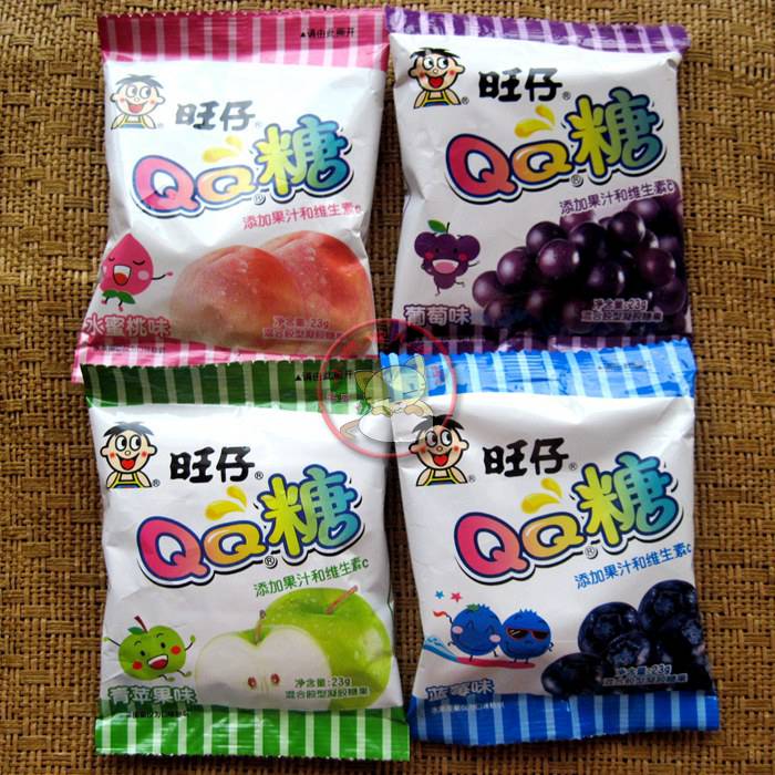 旺旺食品 旺仔QQ糖23g蓝莓葡萄青苹果水蜜桃味可选 橡皮糖软果汁在类目 零食/坚果/特产, 糖果零食/果冻/布丁, 糖果中 - 来自Buy2taobao.com提供专业的淘宝代购服务