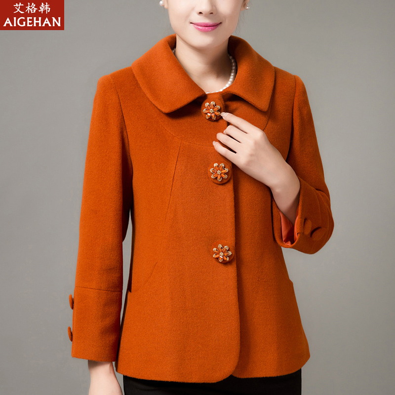 品打折2015秋冬季中老年女装大码呢子大衣胖