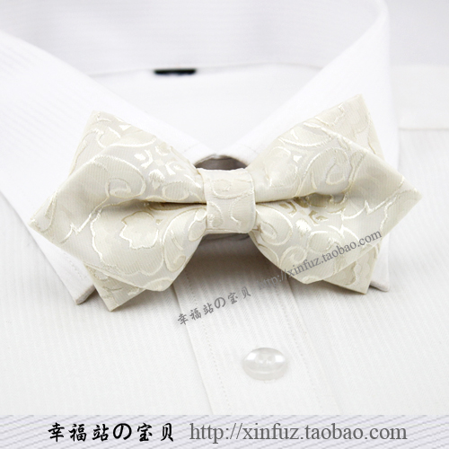 韩版尖角男士高档领结 乳白色复古花纹别致蝴蝶结 结婚宴会派对在类目 服饰配件/皮带/帽子/围巾, 领部配件, 领结中 - 来自Buy2taobao.com提供专业的淘宝代购服务