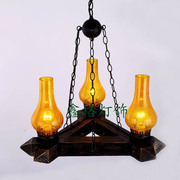 中式复古地中海仿古实木铁艺吊灯美式乡村酒吧灯个性创意餐厅灯具
