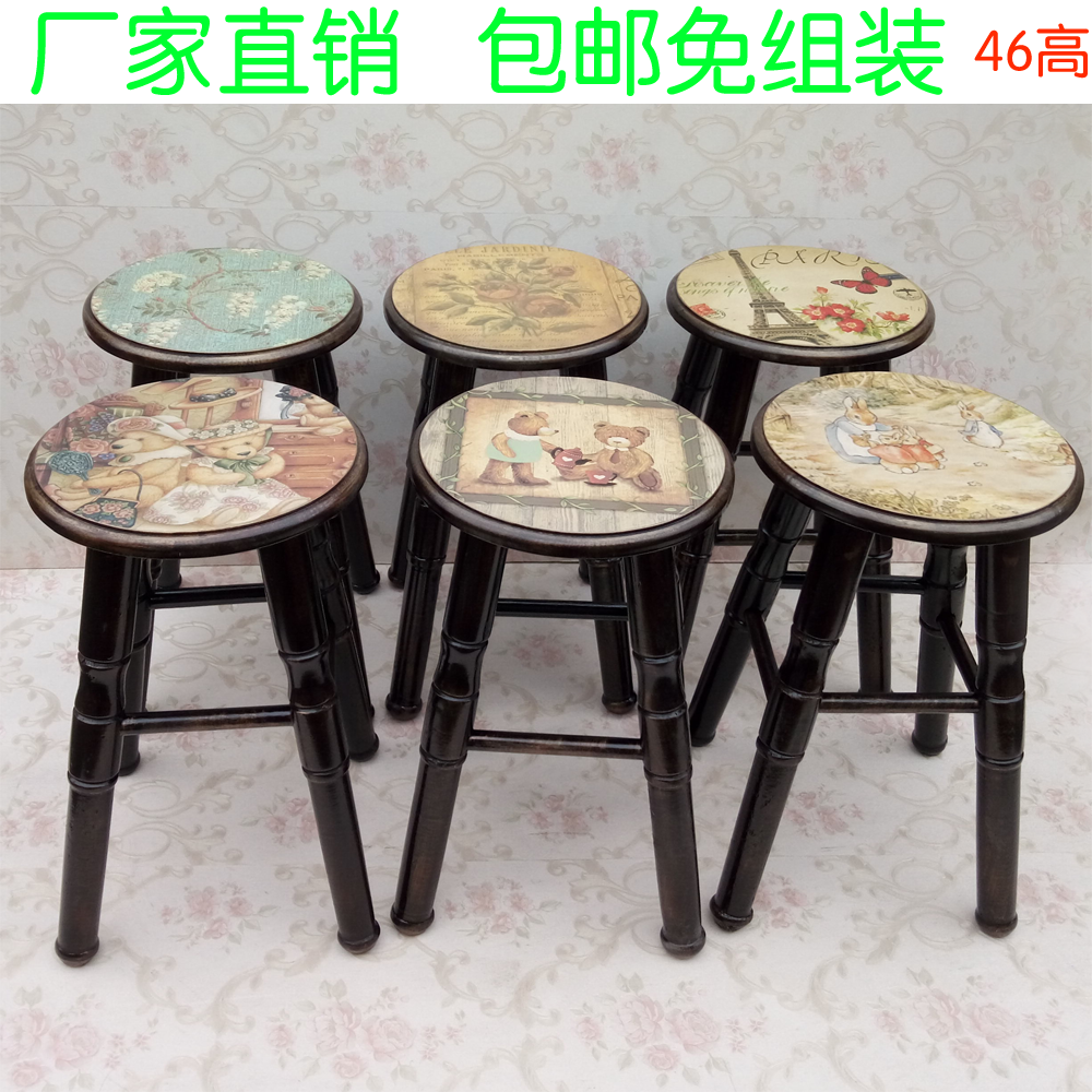美式实木凳子时尚创意圆凳餐凳电脑凳欧式换鞋凳原木餐桌凳46高在类目 住宅家具, 坐具类, 凳类, 矮凳中 - 来自Buy2taobao.com提供专业的淘宝代购服务