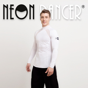 NEON DANCER 男士拉丁舞上衣 表演练习服 氨纶拼网纱高领上衣