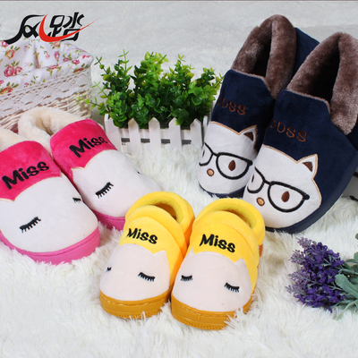 风踏爆款秋冬亲子情侣包跟保暖棉拖鞋居家儿童厚底可爱男女棉布鞋