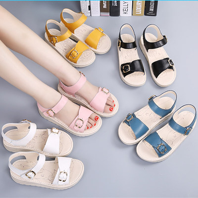 2016新款凉鞋女夏平底中跟学生韩潮厚底百搭