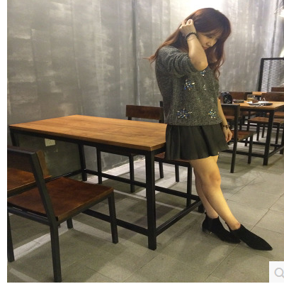 复古咖啡桌 铁艺实木餐桌椅休闲馆 美式做旧酒吧奶茶店小桌子组合|ruв категории жилой мебели, Таблица класса, обеденный стол - от Buy2taobao.com для оказания профессиональной услуги покупки агента Taobao