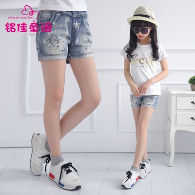 小童2016夏装新款裤子4-12岁女童夏季韩版热裤儿童宝宝牛仔短裤潮