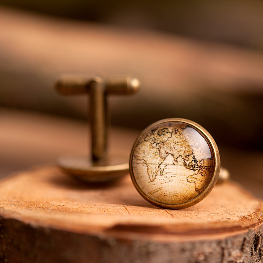 Lithuania designer Sandra Magic Jewelry Traveling Vintage Style Old Map Cufflinks goods in stockin the Accessories/Leather belt/Hat/Muffler , Cufflink category - from Buy2taobao.com to provide professional Taobao agent buy service