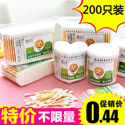 优质200支软袋木棒双头棉签 卫生棉棒美容棒 化妆棉签棒