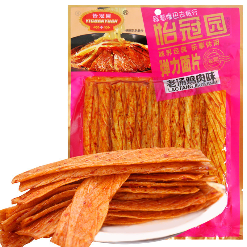 【天猫超市】怡冠园 弹力面片200g/袋 老汤鸡肉味 辣条 香辣 辣片