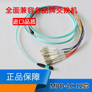 MPO-LC 12芯多模万兆OM4室内预端接光缆1米