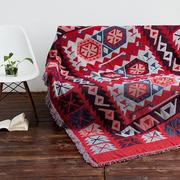 北欧式美式四季夏季简约现代棉麻，防滑全盖沙发巾，盖布盖毯床盖红