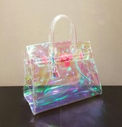 2018水晶女包韩国东大门创意时尚反光炫酷镭射透明果冻包手提包