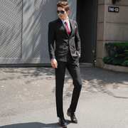 韩国男西装时尚商务男式礼服修身韩版气质纯色男士西服套装潮