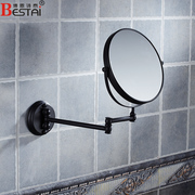 浴室仿古美容镜子壁挂式折叠黑色伸缩双面放大镜卫生间化妆镜墙壁