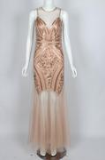 速卖通ebay欧美时尚重工钉珠无袖性感亮片连衣裙长裙