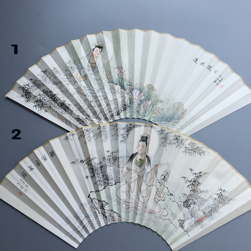 特价9--9.5寸苏州 手绘扇面 工笔人物佛教画小楷心经 观世音菩萨在类目 居家日用, 扇/迷你风扇/配件/冰垫/冰贴, 扇子中 - 来自Buy2taobao.com提供专业的淘宝代购服务