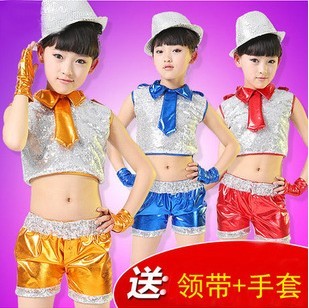 标题优化:新款六一儿童演出服装爵士舞幼儿亮片舞蹈裙男女童表演服套装包邮