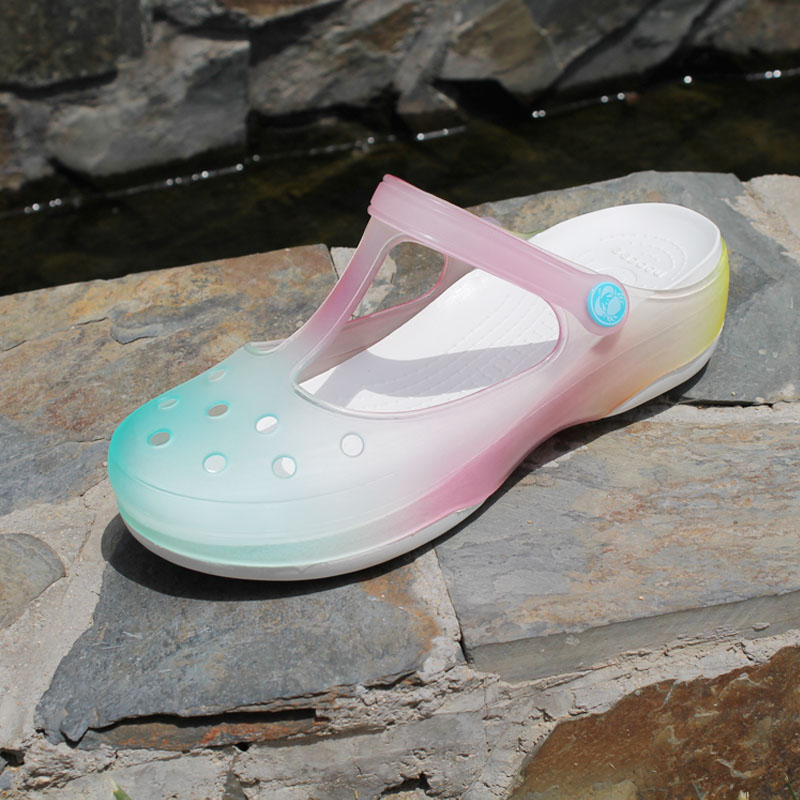 EBEY drag new pattern Mary Jane Hollow Middle heel Sandy beach Crocs Sweet sandals 2016-2in the Home Fabric , Home slippers/Mules/Cotton mop/Home shoes category - from Buy2taobao.com to provide professional Taobao agent buy service