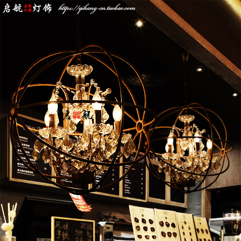 American style rural Retro Reminiscence originality personality Iron art Crystal lamp bar coffee Restaurant a living room globe a chandelierin the Decoration main material , Lamps , Chandelier category - from Buy2taobao.com to provide professional Taobao agent buy service
