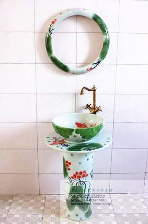 Kitchen Trays balcony Washtub one Sets of pots Pedestal Basin ceramics Lotus Fish Wash basin Washbasin mesain the Decoration main material , Toiletries , Wash basin , Pedestal Basin category - from Buy2taobao.com to provide professional Taobao agent buy service