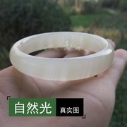 天然A货缠丝玉镯子 蓝田玉白玉手镯 女款白云玉蚕丝玉 CS