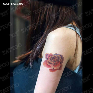 格艾菲水彩玫瑰花纹身贴防水男女文艺彩色唯美蔷薇