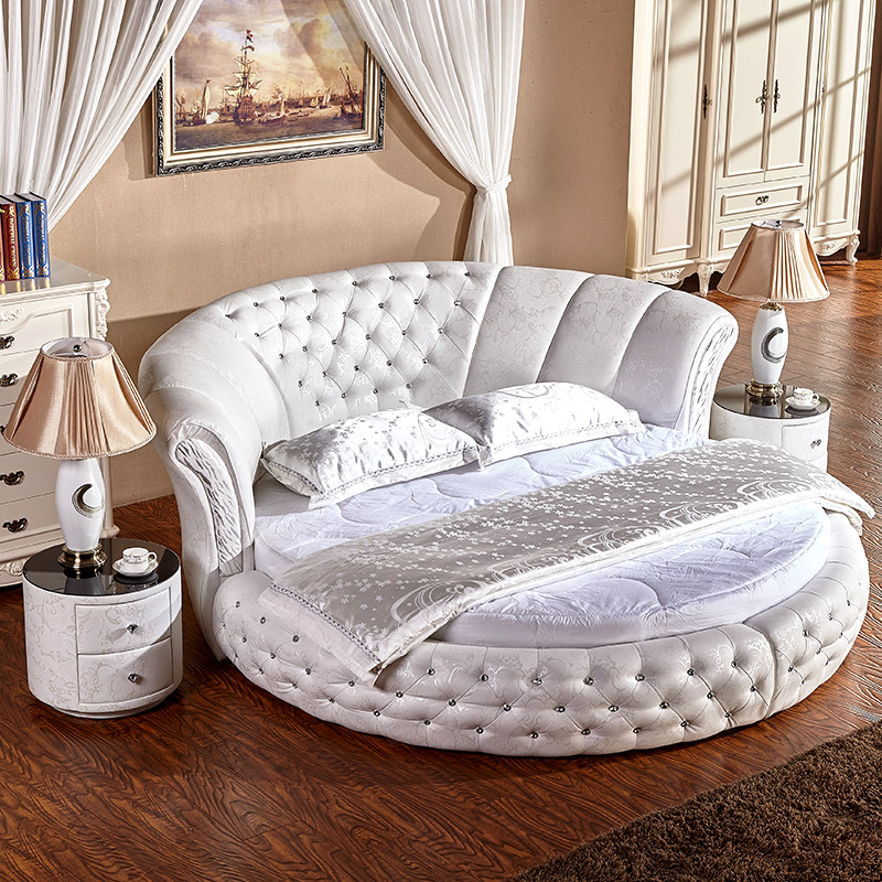 Leather Bed Delivery white Great circle bed Double bed Marriage bed Diamond European style Simplicity Leather bed Round bed modern Master Bedroomin the Residential furniture , Beds , Leather Bed category - from Buy2taobao.com to provide professional Taobao agent buy service