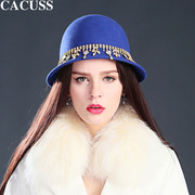 CACUSS礼帽英伦复古欧美风帽子女冬天纯羊毛呢帽子保暖帽盆帽