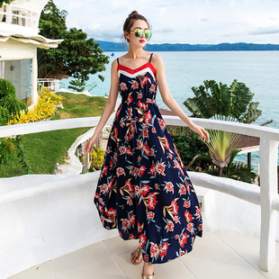 巴厘岛海边渡假吊带沙滩裙女夏波西米亚，露背性感长裙泰国海滩裙仙
