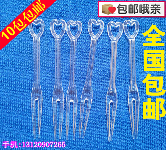 disposable Plastic forks transparent love Fruit fork Heart-shaped fruit stick Sushi fork Transparent cake forkin the Tableware , Tableware , Fruit fork/Fruit sign category - from Buy2taobao.com to provide professional Taobao agent buy service