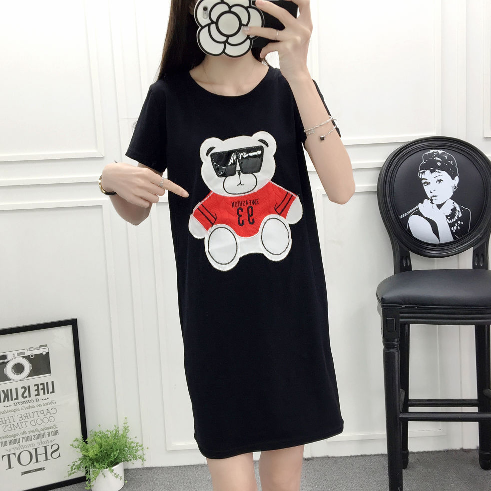 Female summer Nightgown Mid length version pure cotton Cartoon student Home Furnishing pajamas Exorcism Dress Easy Home Furnishingsin the Lingerie/Men's underwear/Tracksuit , Lingerie category - from Buy2taobao.com to provide professional Taobao agent buy service