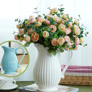 地中海风格简约大号白色，花壶瓶欧式田园陶瓷插花瓶，餐桌仿真花艺