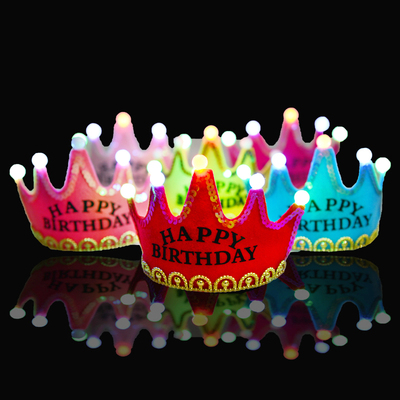 儿童宝宝生日发光皇冠帽王子公主帽子成人小情侣生日派对帽子