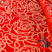 玫瑰仿三五真丝织锦缎，面料红木家具坐垫，布工艺品包装旗袍时装布料