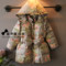 上下架计划:喜多品牌童装2014冬季新品女童超韩味复古小碎花飞袖收腰羽绒服