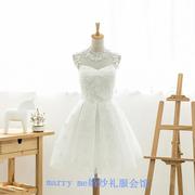 出售二手短款伴娘服纱白色小花包肩新娘结婚礼服蕾丝韩版可爱公主
